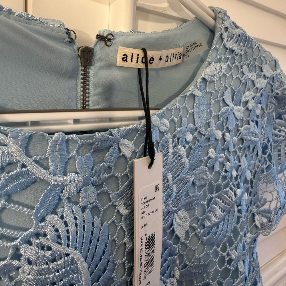 Alice + Olivia Rapunzel Lace Mini Dress Icy Blue  (light blue) NWT Size 10 - Picture 13 of 17
